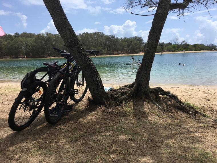 SUP and a relax after cycling the beaches of South East Queensland